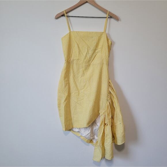 Osman Yousefzada Collective Yellow Plaid Ruffle Dress 2 - Picture 2 of 14